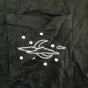 Black LA Hearts/ Pacsun embroidered moon crop top